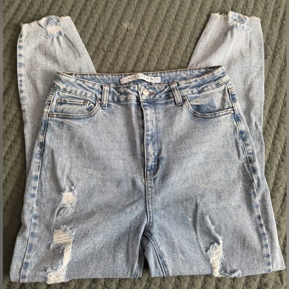 Tinseltown Light Blue Distressed Boyfriend Jeans